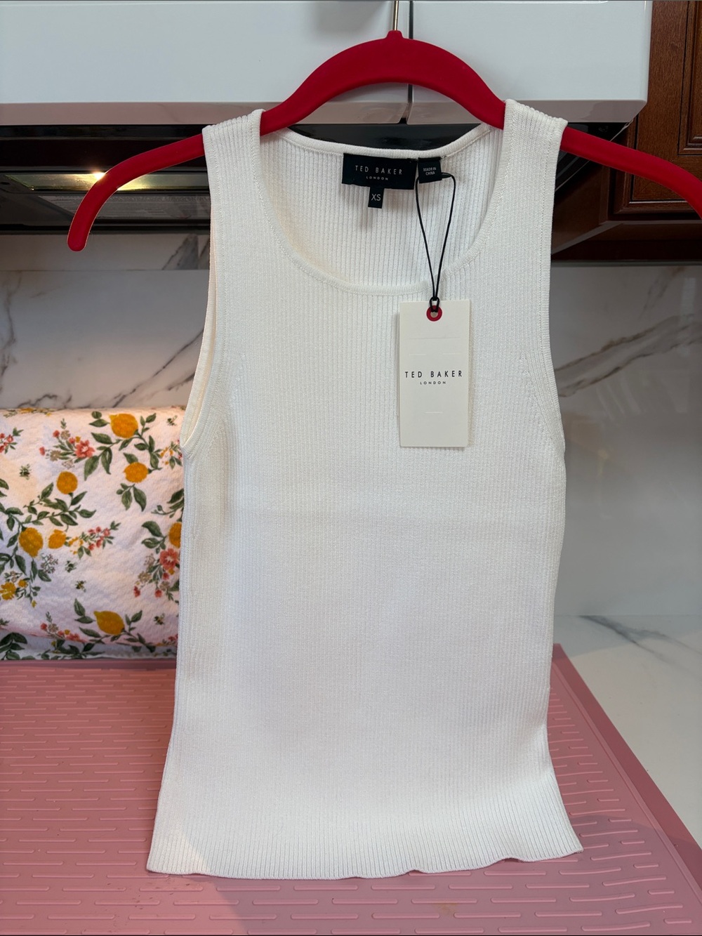 TED BAKER WHITE RIB SLEEVELESS TOP NWT/XS